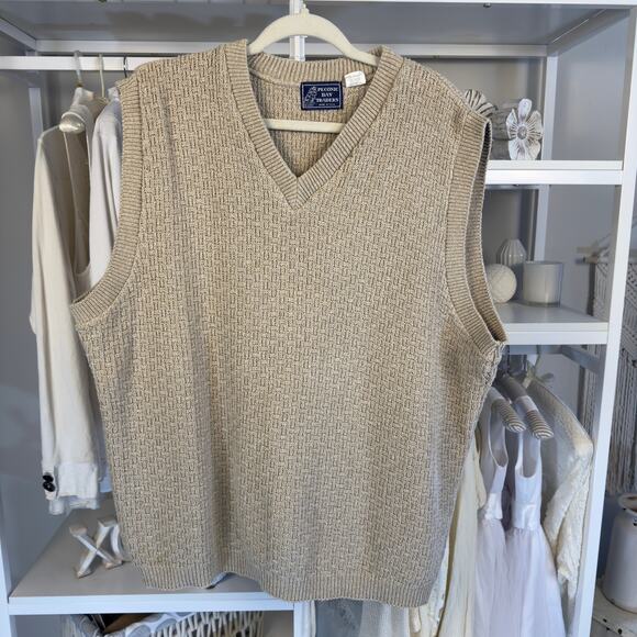Peconic Bay Traders Vintage Men’s Size XL Tan Knit Sweater Vest - Picture 1 of 6